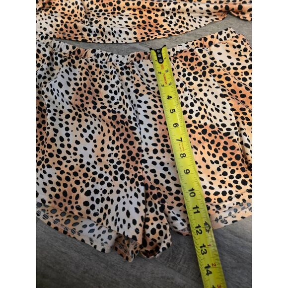 Women's Betsey Johnson Leopard Animal Print Pajama Lounge Set Cami Tank and Shor - Picture 7 of 10